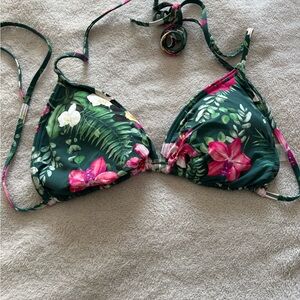 Floral Green Bikini Top